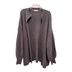 Truly‎ Madly Deeply Cardigan Womens Medium Gray Ribbed Knit Open Front Sweater